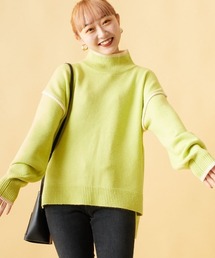 [MAISON DE L'ALLURE/メゾンドゥラリュール] 配色パイピング タートルネックニットプルオーバー