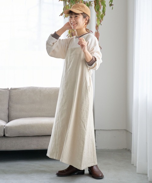 studio CLIP（スタディオクリップ）の「【my fit CLIP/WEB限定】エプロンジャンスカ（ジャンパースカート・レディース・アイボリー/ブラック/インディゴブルー・FREE）」の2枚目の写真