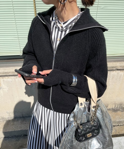 DouDou（ドゥドゥ）の「ジップニット（ニット/セーター）」 - WEAR