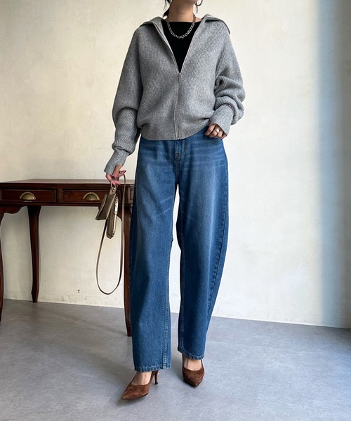 DouDou（ドゥドゥ）の「ジップニット（ニット/セーター・レディース・オフホワイト/グレー/ブラック・FREE）」の11枚目の写真