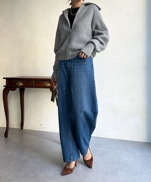 DouDou（ドゥドゥ）の「ジップニット（ニット/セーター・レディース・オフホワイト/グレー/ブラック・FREE）」の12枚目の写真