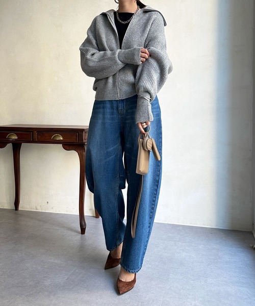 DouDou（ドゥドゥ）の「ジップニット（ニット/セーター・レディース・オフホワイト/グレー/ブラック・FREE）」の13枚目の写真