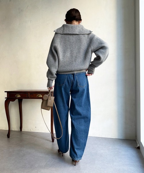 DouDou（ドゥドゥ）の「ジップニット（ニット/セーター・レディース・オフホワイト/グレー/ブラック・FREE）」の15枚目の写真