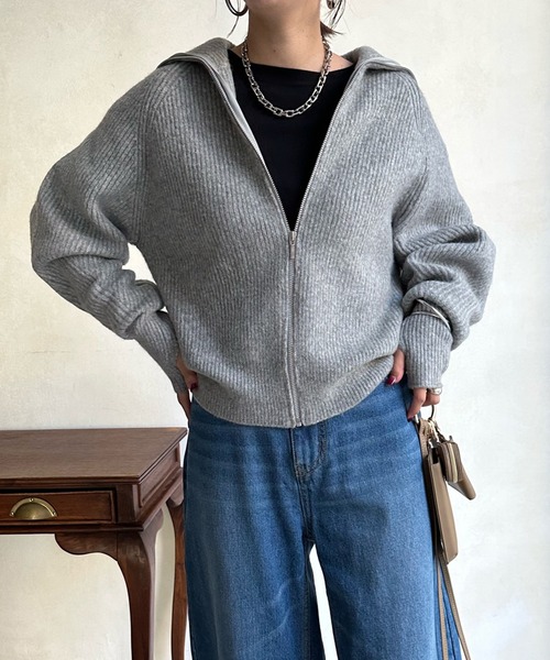 DouDou（ドゥドゥ）の「ジップニット（ニット/セーター）」 - WEAR
