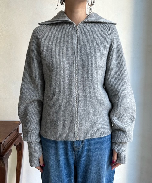 DouDou（ドゥドゥ）の「ジップニット（ニット/セーター・レディース・オフホワイト/グレー/ブラック・FREE）」の20枚目の写真