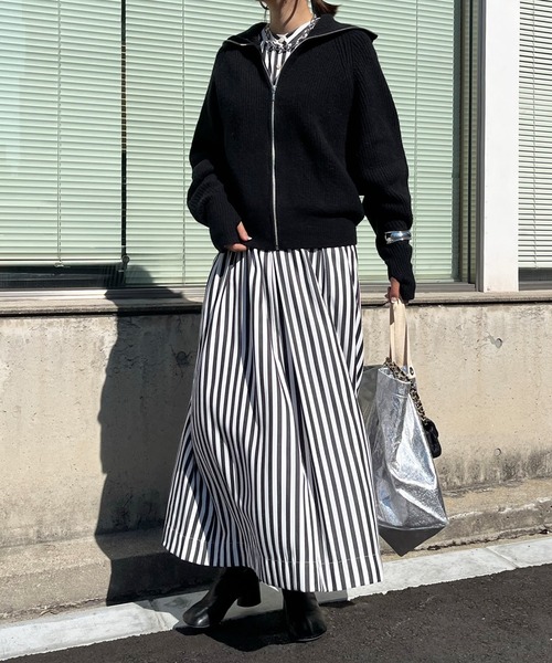 DouDou（ドゥドゥ）の「ジップニット（ニット/セーター・レディース・オフホワイト/グレー/ブラック・FREE）」の4枚目の写真