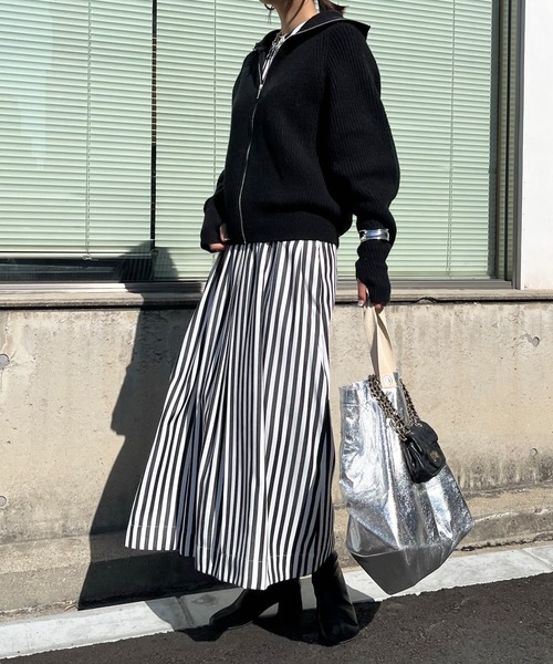 DouDou（ドゥドゥ）の「ジップニット（ニット/セーター・レディース・オフホワイト/グレー/ブラック・FREE）」の5枚目の写真