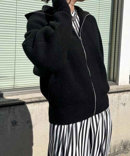 DouDou（ドゥドゥ）の「ジップニット（ニット/セーター・レディース・オフホワイト/グレー/ブラック・FREE）」の9枚目の写真