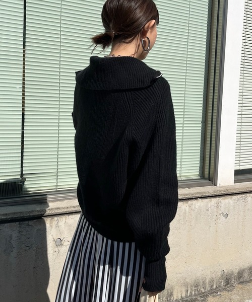 DouDou（ドゥドゥ）の「ジップニット（ニット/セーター・レディース・オフホワイト/グレー/ブラック・FREE）」の10枚目の写真