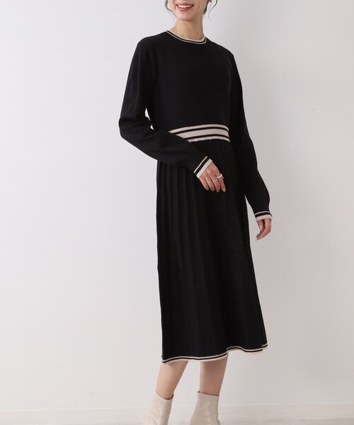 DRESKIP（ドレスキップ）の「◆ウエスト切替ニットワンピース（ワンピース・レディース・グリーン/ベージュ系その他2/ブラック系3・02/03）」の2枚目の写真