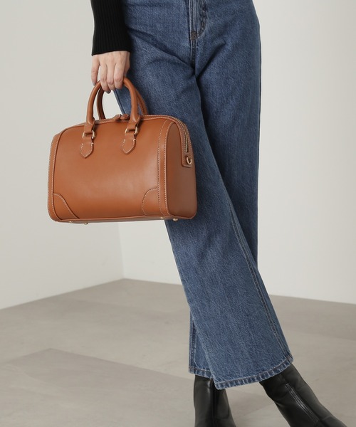 N.（N. Natural Beauty Basic）（エヌエヌナチュラルビューティーベーシック）の「【松井愛莉さん着用】◆ステッチボストンバッグ（ボストンバッグ・レディース・ブラック/キャメル・ﾌﾘ-）」の9枚目の写真