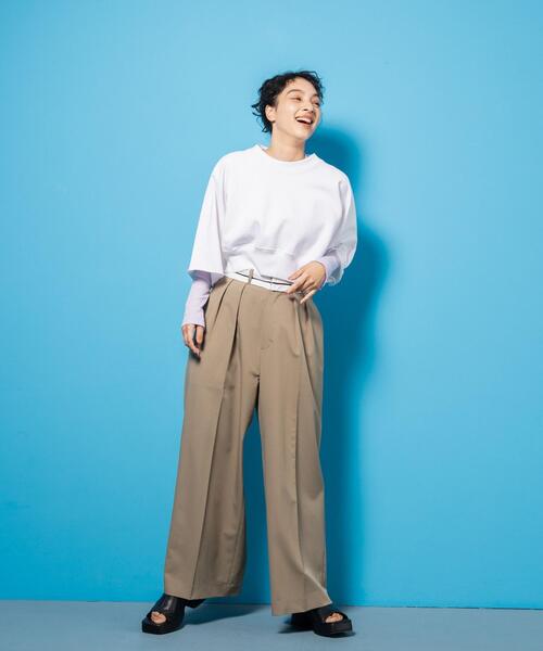 CITEN（シテン）の「＜CITEN＞マーベルト ワイドパンツ（その他パンツ・レディース・ダークグレー/モカ・S/M）」の6枚目の写真