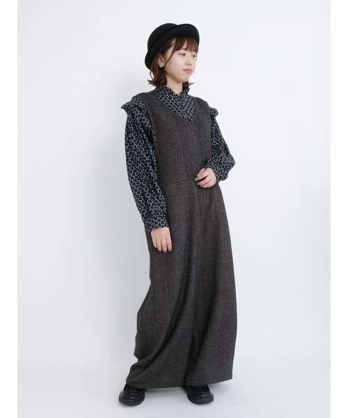 Samansa Mos2(サマンサ モスモス)の「ビッグヘリンボーンサロペット(サロペット/オーバーオール・レディース・グレー/モカ/チャコール/キナリ・フリ-)」の6枚目の写真