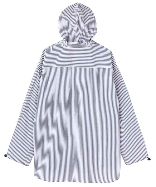 X-girl（エックスガール）の「STRIPED HOODED SHIRT（シャツ/ブラウス・レディース・ピンク/ブラック/ブルー・M/S）」の5枚目の写真