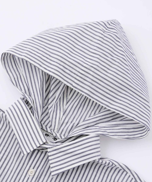 X-girl（エックスガール）の「STRIPED HOODED SHIRT（シャツ/ブラウス・レディース・ピンク/ブラック/ブルー・M/S）」の6枚目の写真