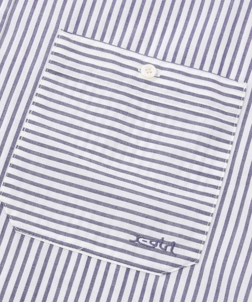 X-girl（エックスガール）の「STRIPED HOODED SHIRT（シャツ/ブラウス・レディース・ピンク/ブラック/ブルー・M/S）」の9枚目の写真