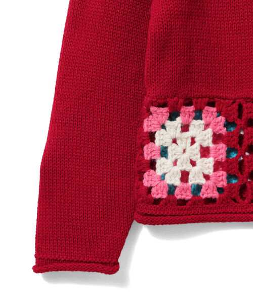 B:MING by BEAMS（ビーミングバイビームス）の「B:MING by BEAMS / クロシェ ニット プルオーバー（100~140cm）（ニット/セーター・キッズ・レッド/ブラック・M/S/L）」の6枚目の写真