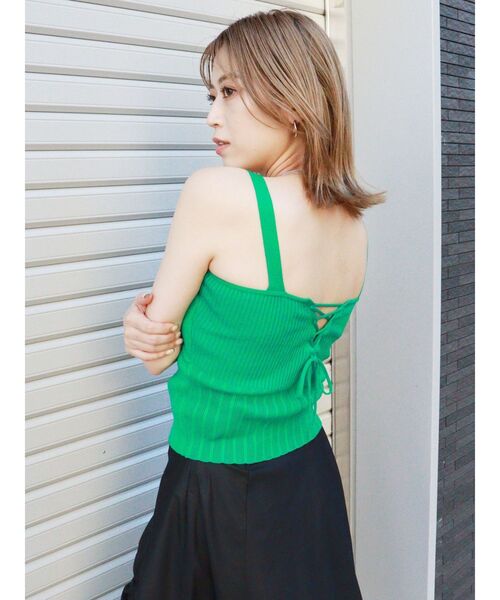 MURUA（ムルーア）の「バックレースアップキャミソール（ニット/セーター・レディース・ブラック/グリーン/ブルー/ブラウン・FREE）」の22枚目の写真