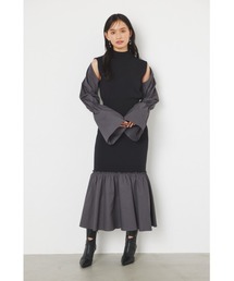 rienda | 2WAYショルダースリットパフスリ―ブニットワンピース(ワンピース)