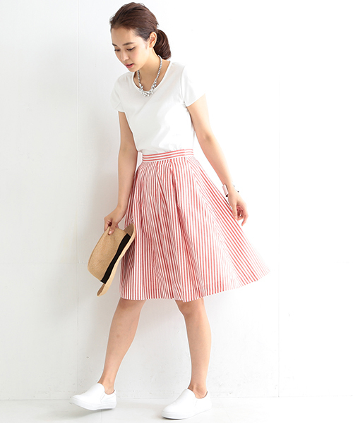 BEAMS LIGHTS Women's（ビームスライツ ウィメンズ）の「BEAMS LIGHTS / ストライプフレアー スカート（スカート・レディース・グレー/レッド/ネイビー・36/38）」の21枚目の写真