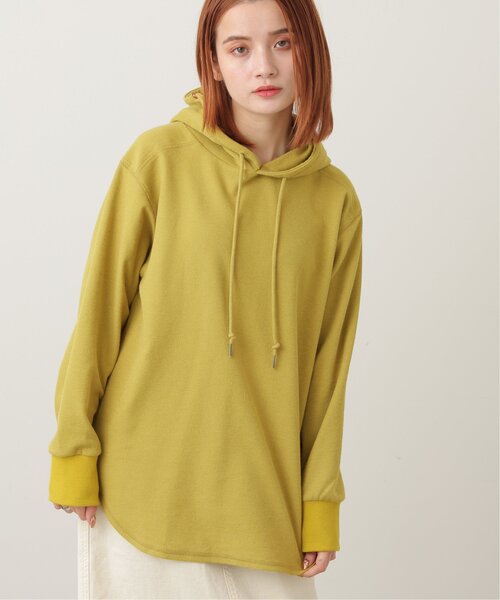 DOUBLE NAME（ダブルネーム）の「微配色ステッチカノコパーカー（パーカー・レディース・スミクロ/イエロー×グリーン/オフホワイト・FREE）」の3枚目の写真