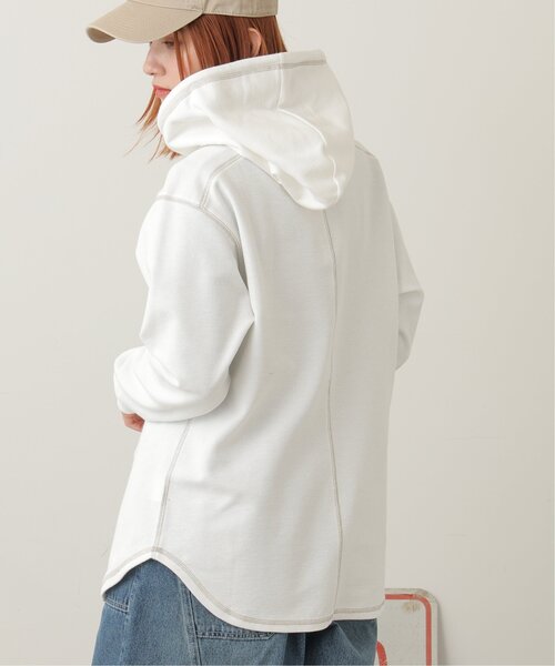 DOUBLE NAME（ダブルネーム）の「微配色ステッチカノコパーカー（パーカー・レディース・スミクロ/イエロー×グリーン/オフホワイト・FREE）」の19枚目の写真