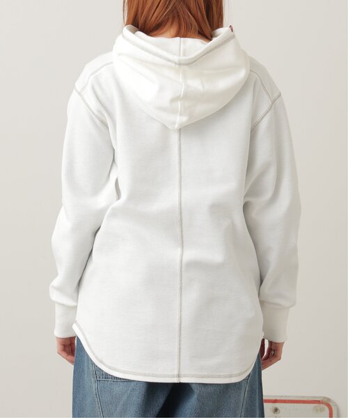 DOUBLE NAME（ダブルネーム）の「微配色ステッチカノコパーカー（パーカー・レディース・スミクロ/イエロー×グリーン/オフホワイト・FREE）」の4枚目の写真