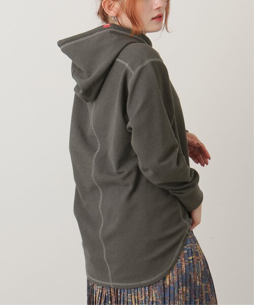 DOUBLE NAME（ダブルネーム）の「微配色ステッチカノコパーカー（パーカー・レディース・スミクロ/イエロー×グリーン/オフホワイト・FREE）」の5枚目の写真