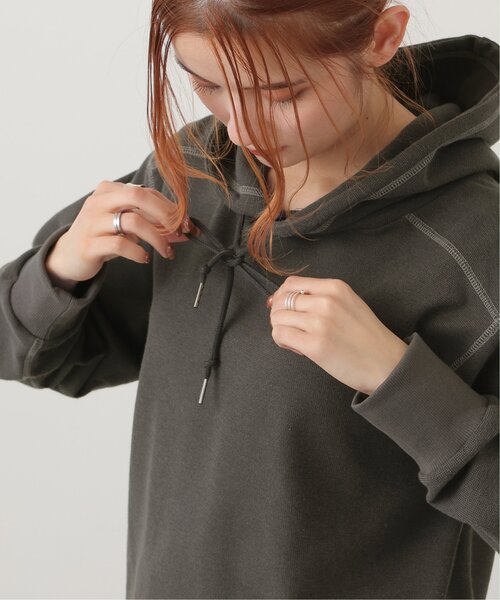 DOUBLE NAME（ダブルネーム）の「微配色ステッチカノコパーカー（パーカー・レディース・スミクロ/イエロー×グリーン/オフホワイト・FREE）」の21枚目の写真