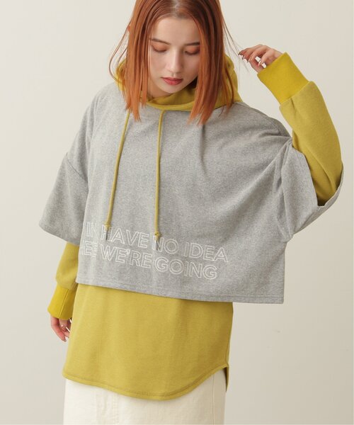 DOUBLE NAME（ダブルネーム）の「微配色ステッチカノコパーカー（パーカー・レディース・スミクロ/イエロー×グリーン/オフホワイト・FREE）」の10枚目の写真