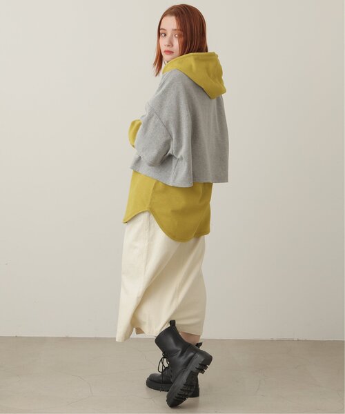 DOUBLE NAME（ダブルネーム）の「微配色ステッチカノコパーカー（パーカー・レディース・スミクロ/イエロー×グリーン/オフホワイト・FREE）」の14枚目の写真