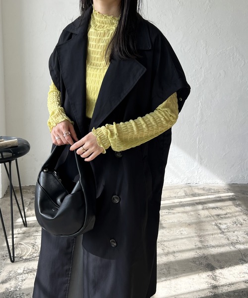 LIAN（リアン）の「ギャバ袖取り外し2WAYトレンチコート（トレンチコート・レディース・ブラック/カーキ/アイボリー・FREE）」の14枚目の写真