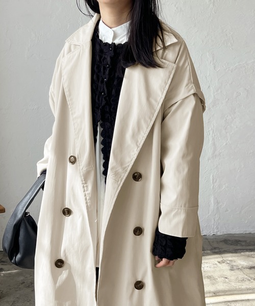 LIAN（リアン）の「ギャバ袖取り外し2WAYトレンチコート（トレンチコート・レディース・ブラック/カーキ/アイボリー・FREE）」の5枚目の写真