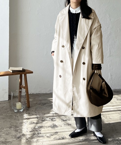 LIAN（リアン）の「ギャバ袖取り外し2WAYトレンチコート（トレンチコート・レディース・ブラック/カーキ/アイボリー・FREE）」の6枚目の写真