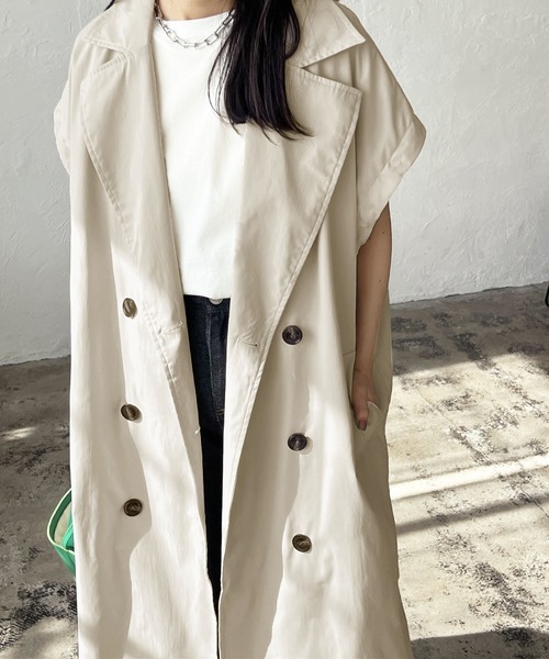 LIAN（リアン）の「ギャバ袖取り外し2WAYトレンチコート（トレンチコート・レディース・ブラック/カーキ/アイボリー・FREE）」の9枚目の写真