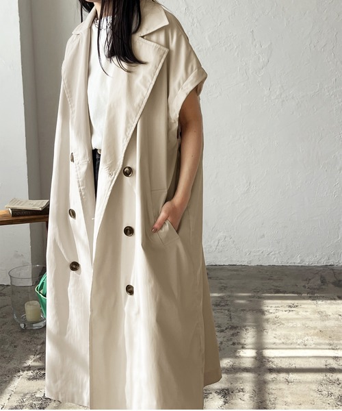 LIAN（リアン）の「ギャバ袖取り外し2WAYトレンチコート（トレンチコート・レディース・ブラック/カーキ/アイボリー・FREE）」の10枚目の写真