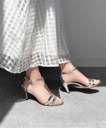 Tストラップ シンプル サンダル (7.0cmヒール)