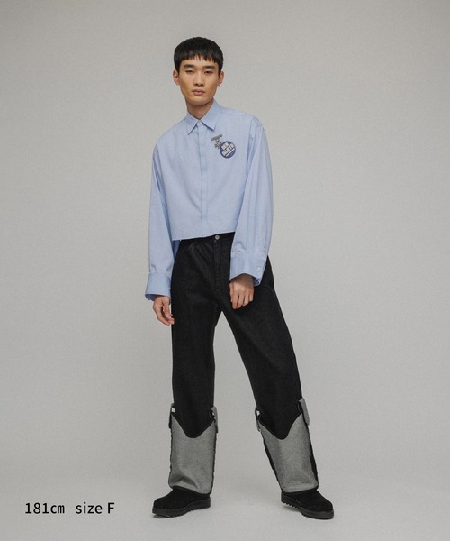 M TO R（ムウトアール）の「［BLOUSE］2WAY TIE DOCKING CROPPED SHIRTS（シャツ/ブラウス・レディース・ホワイト/ブルー/ピンク・FREE）」の4枚目の写真