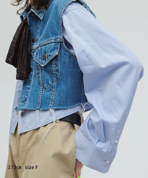 M TO R（ムウトアール）の「［BLOUSE］2WAY TIE DOCKING CROPPED SHIRTS（シャツ/ブラウス・レディース・ホワイト/ブルー/ピンク・FREE）」の19枚目の写真