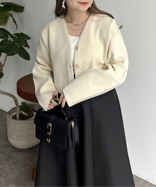 prose verse（プロズヴェール）の「スポンディッシュショートカーデ（カーディガン/ボレロ・レディース・アイボリー/ブラック/ブルー/ピンク・ﾌﾘ-）」の7枚目の写真