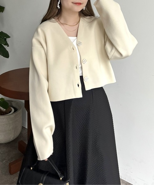 prose verse（プロズヴェール）の「スポンディッシュショートカーデ（カーディガン/ボレロ・レディース・アイボリー/ブラック/ブルー/ピンク・ﾌﾘ-）」の9枚目の写真