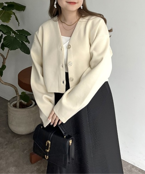 prose verse（プロズヴェール）の「スポンディッシュショートカーデ（カーディガン/ボレロ・レディース・アイボリー/ブラック/ブルー/ピンク・ﾌﾘ-）」の10枚目の写真