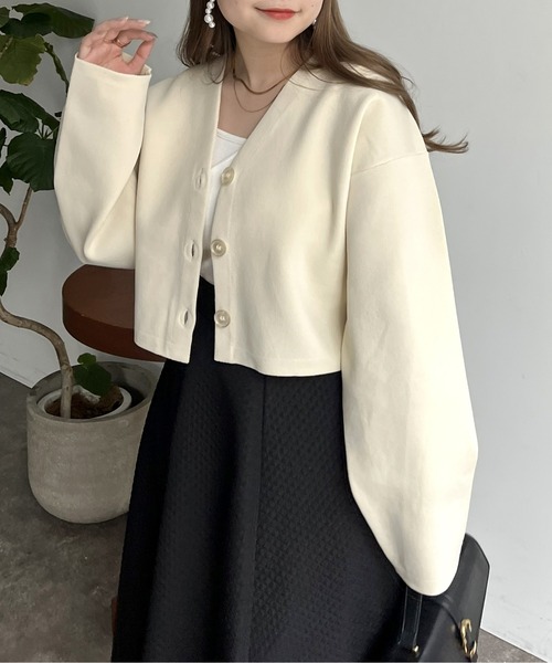 prose verse（プロズヴェール）の「スポンディッシュショートカーデ（カーディガン/ボレロ・レディース・アイボリー/ブラック/ブルー/ピンク・ﾌﾘ-）」の11枚目の写真