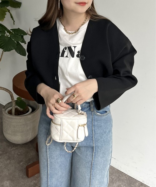 prose verse（プロズヴェール）の「スポンディッシュショートカーデ（カーディガン/ボレロ・レディース・アイボリー/ブラック/ブルー/ピンク・ﾌﾘ-）」の22枚目の写真