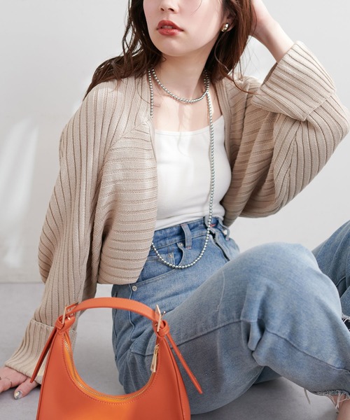 【新品未使用】Riberce ボレロ 袖口ターンバックリブボレロ（カーディガン/ボレロ）｜natural