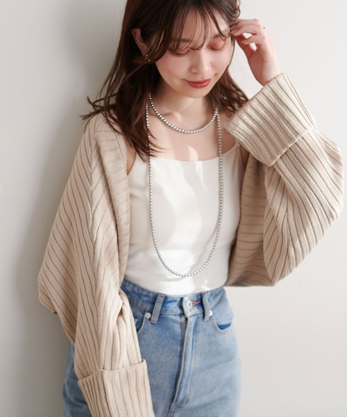 【新品未使用】Riberce ボレロ 袖口ターンバックリブボレロ（カーディガン/ボレロ）｜natural
