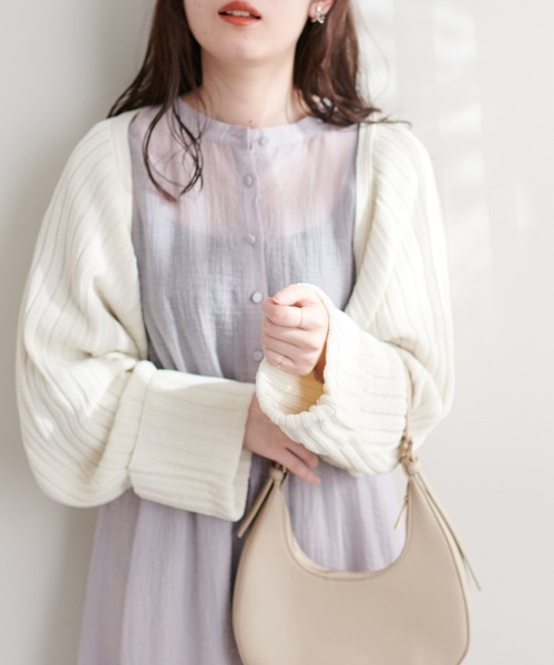 【新品未使用】Riberce ボレロ 袖口ターンバックリブボレロ（カーディガン/ボレロ）｜natural