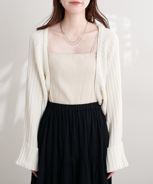 natural couture(ナチュラルクチュール)の「袖口ターンバックリブボレロ(カーディガン/ボレロ・レディース・ベージュ/サックスブルー/オフホワイト/グレー・FREE)」の21枚目の写真