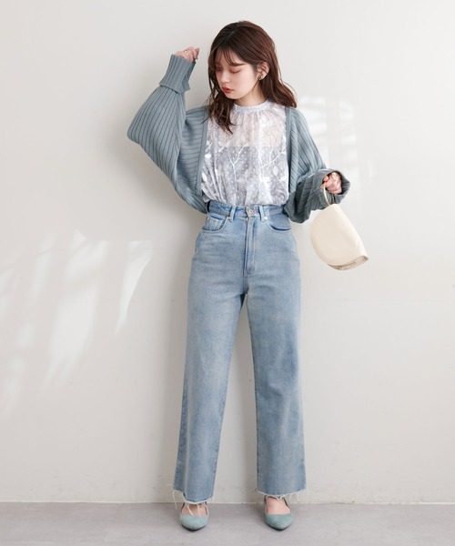 natural couture(ナチュラルクチュール)の「袖口ターンバックリブボレロ(カーディガン/ボレロ・レディース・ベージュ/サックスブルー/オフホワイト/グレー・FREE)」の20枚目の写真