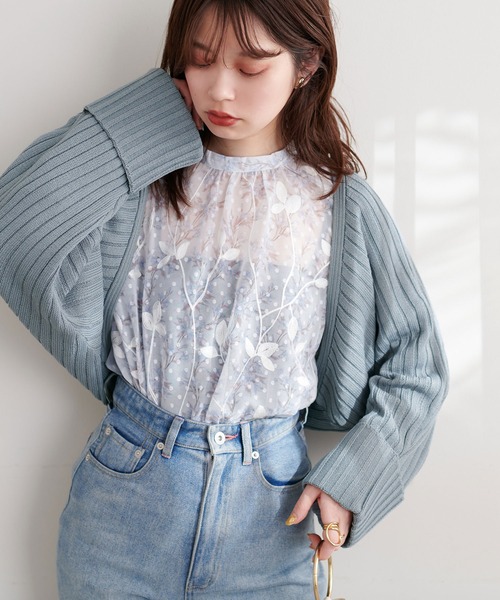 natural couture(ナチュラルクチュール)の「袖口ターンバックリブボレロ(カーディガン/ボレロ・レディース・ベージュ/サックスブルー/オフホワイト/グレー・FREE)」の19枚目の写真
